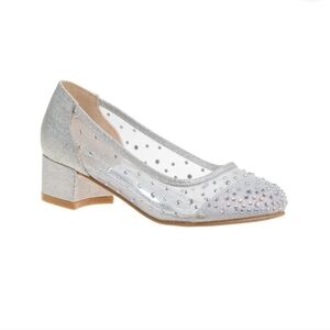 Badgley Mischka Pumps Transparent Party Wedding Dress Shoes Silver Rhinestones 5